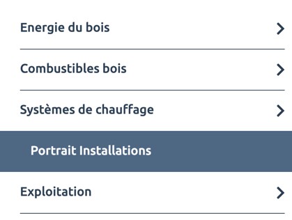 Energie-bois Suisse - Navigation à 3 niveaux