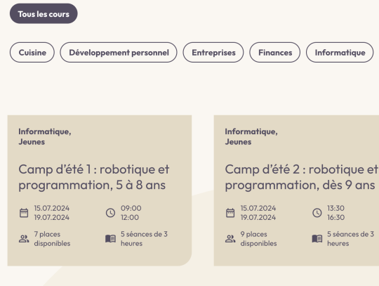 Université Populaire du Pays d'Enhaut- Liste des cours